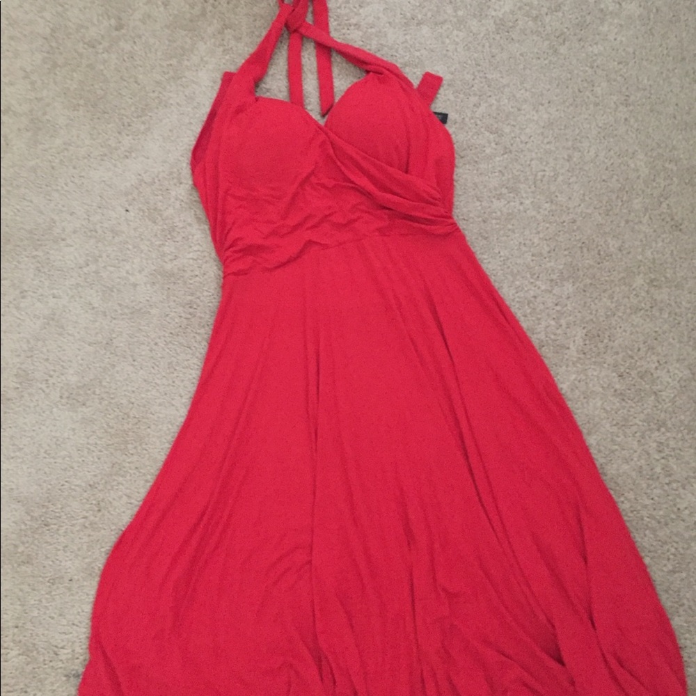 Bright red dress